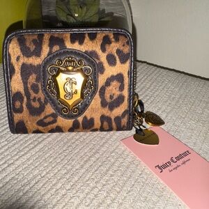 Juicy Couture Romance Coin Zip Around Wallet in Natural Leopard